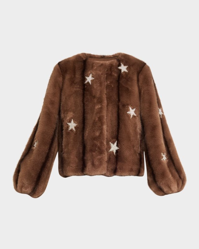 Benson Embellished Faux Mink Jacket